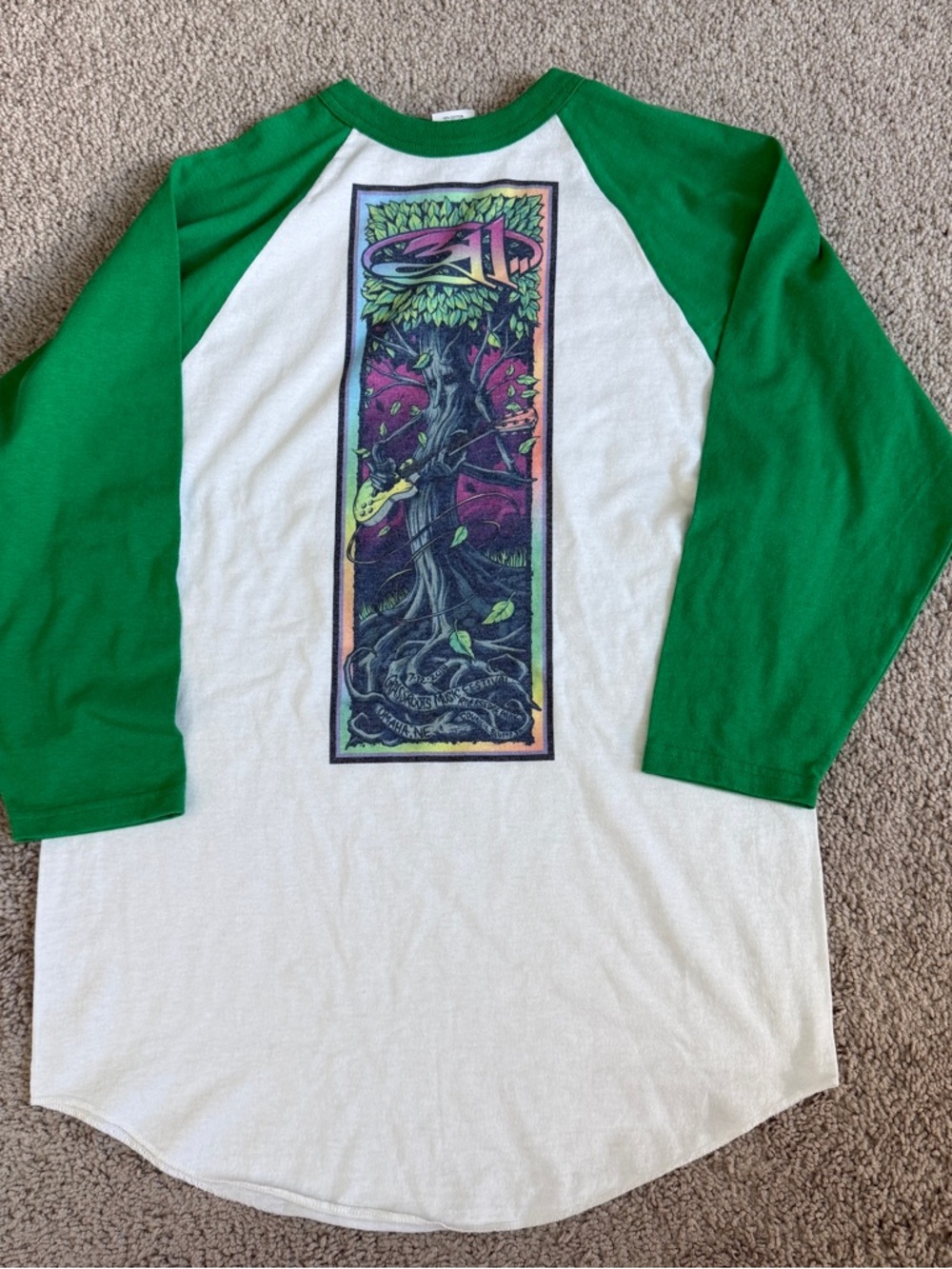 2000s / y2K 311 Band Raglan Shirt 3/4 Sleeve Green White Augusta Medium